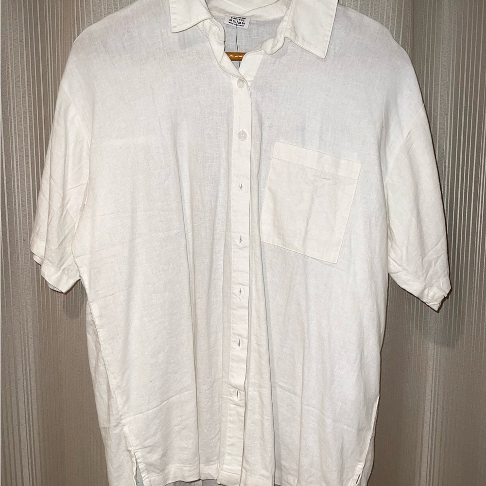 Cotton On Men's Casual White Button Down Shirt